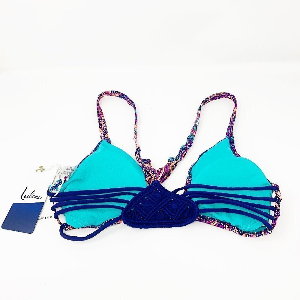 Leilani Navy Island Macrame Bikini Top 8 - Picture 2 of 2